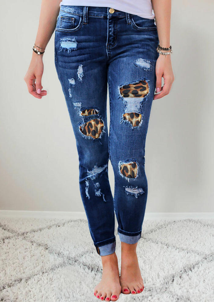 New 2022 Women's High Waisted Skinny Destroyed Ripped Hole Denim