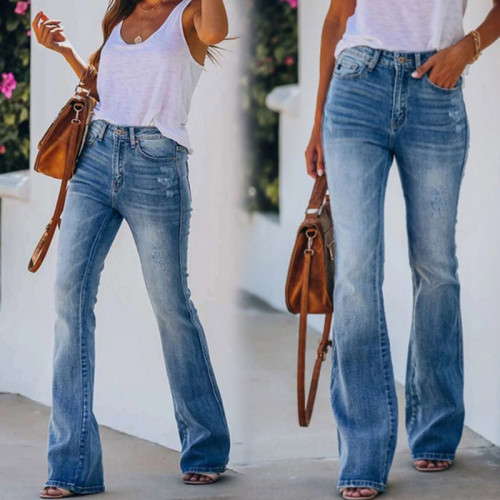 Womens Fashion Lace High Waist Jeans