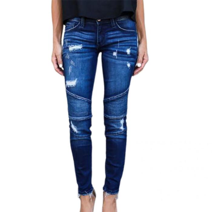 Soft Texture  Popular Stretchy Hole Jeans