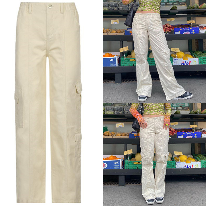 Multi Pockets White Cargo Pants