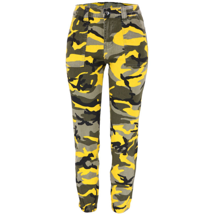 Autumn New 7 Colors High Waist Women Camouflage Jeans