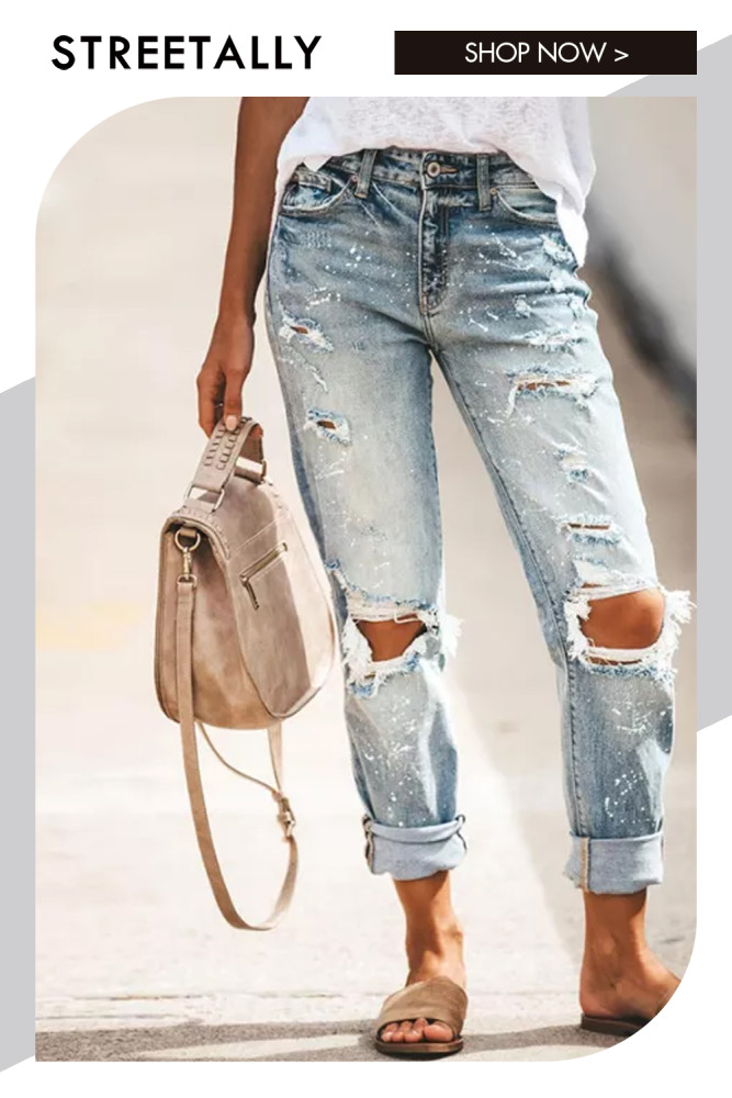 New Women's Jeans Ripped Slim Streetwear Vintage Jeans