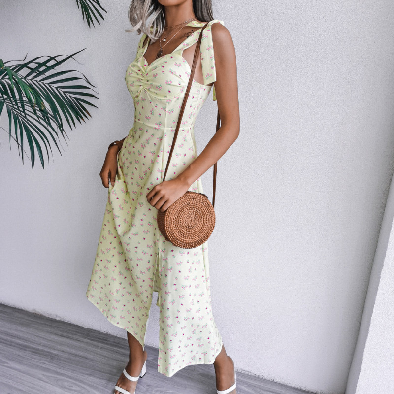 Casual Sexy Bandage With Flower Split Maxi Dresses