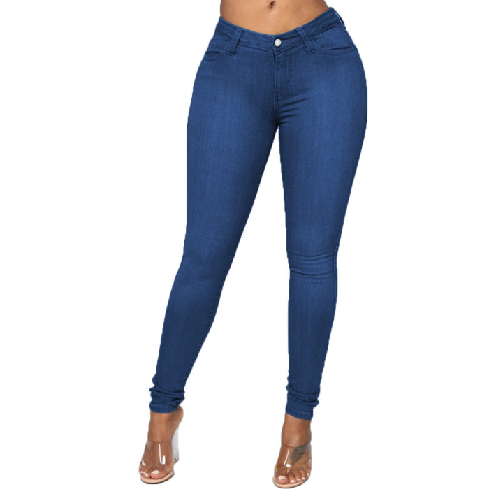 High Waist Stretch Skinny Pencil Jeans Pants Women Plus Size Jeans