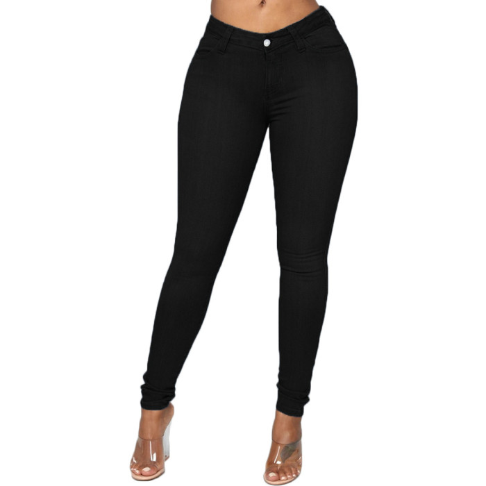 High Waist Stretch Skinny Pencil Jeans Pants Women Plus Size Jeans