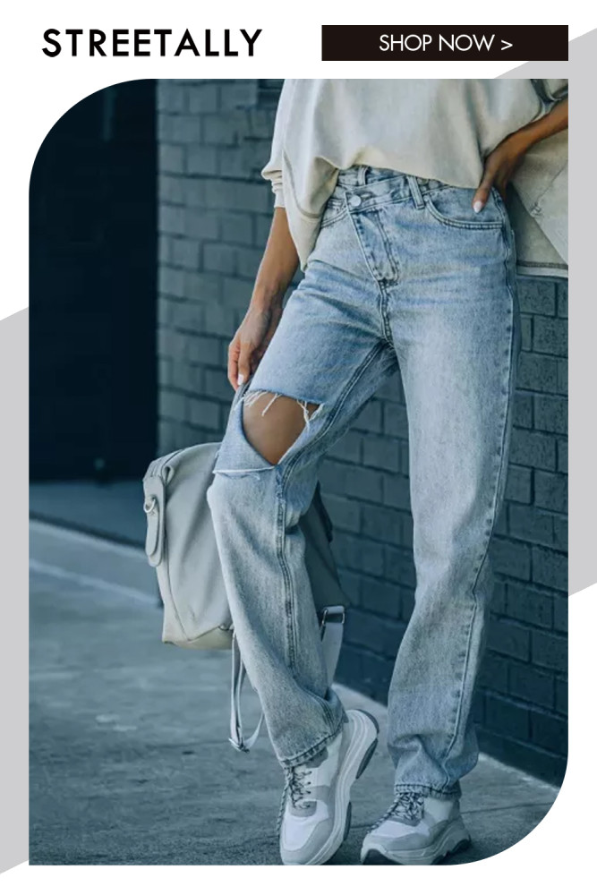 Women's Jeans New Fashion Versatile Ripped Jeans