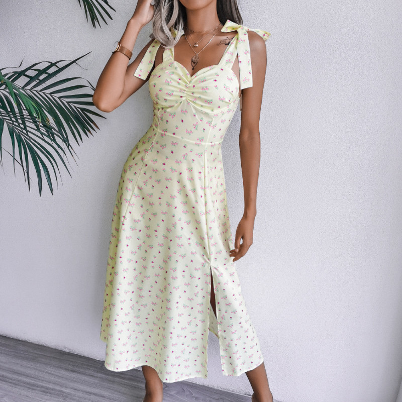 Casual Sexy Bandage With Flower Split Maxi Dresses
