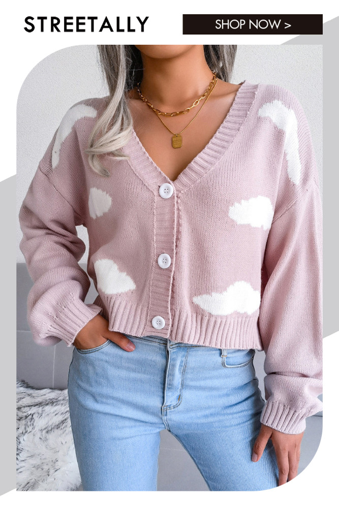 Knitted V-Neck Fashion Loose Sweaters&Cardigans