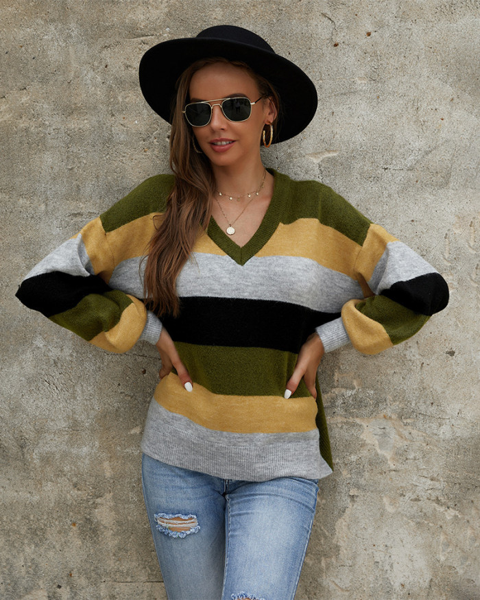New Women Sweater Winter Pullovers Woman Striped Sweater