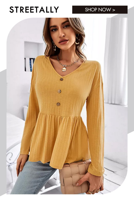 Elegant Women Solid Color T-Shirts Pullovers Top