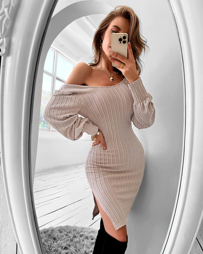 Maxi Knitted Dresses Women Elegant Bodycon Sweater Dresses
