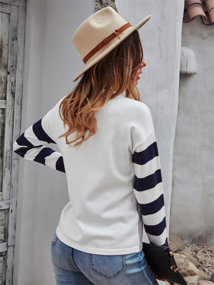 Women's Striped Spliced Sweater