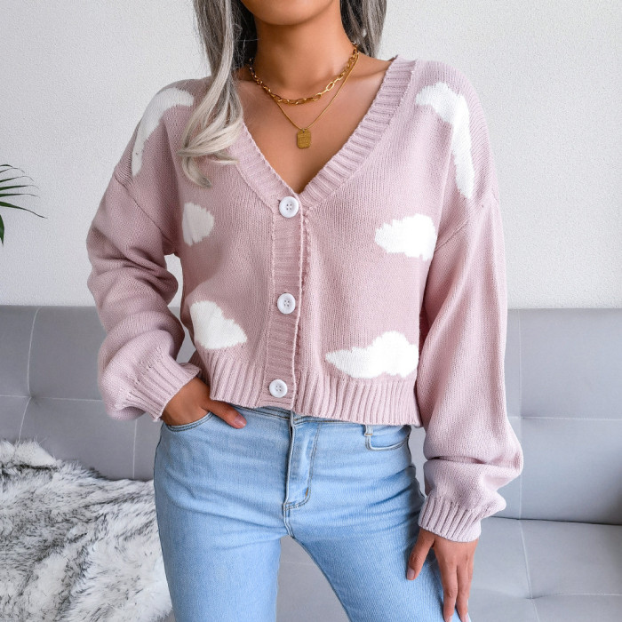 Baiyun Knitted V-Neck Fashion Loose Sweaters&Cardigans