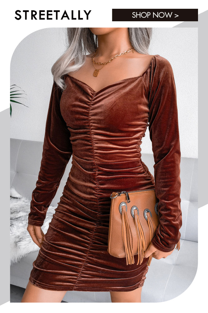 Sexy Square Neck Velvet Bodycon Dresses