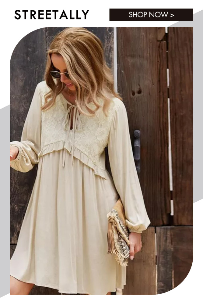 Elegant V-neck Lace Ruffled Women Dress