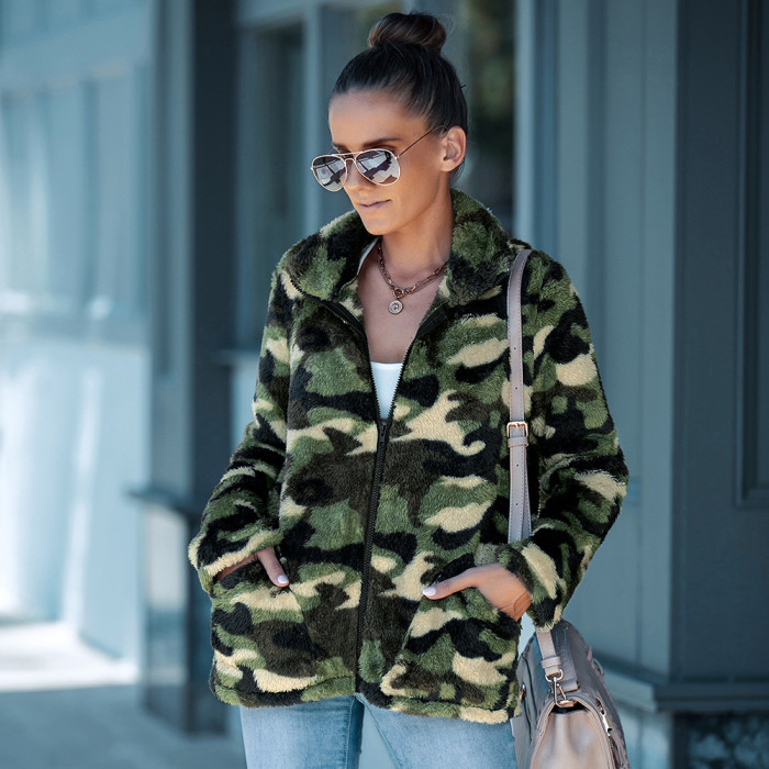 Army Green Camouflage Women Quilted  Winter Warm Jackets