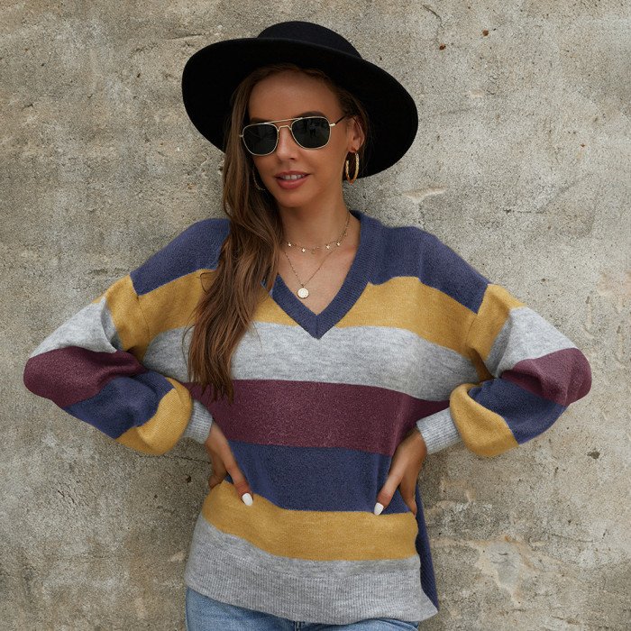 New Women Sweater Winter Pullovers Woman Striped Sweater