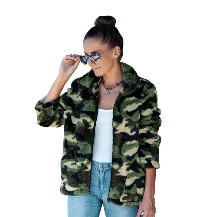 Army Green Camouflage Women Quilted  Winter Warm Jackets