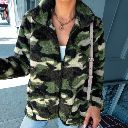 Army Green Camouflage Women Quilted  Winter Warm Jackets