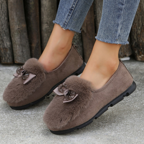 Bowknot Plush Pedal Flat&loafers