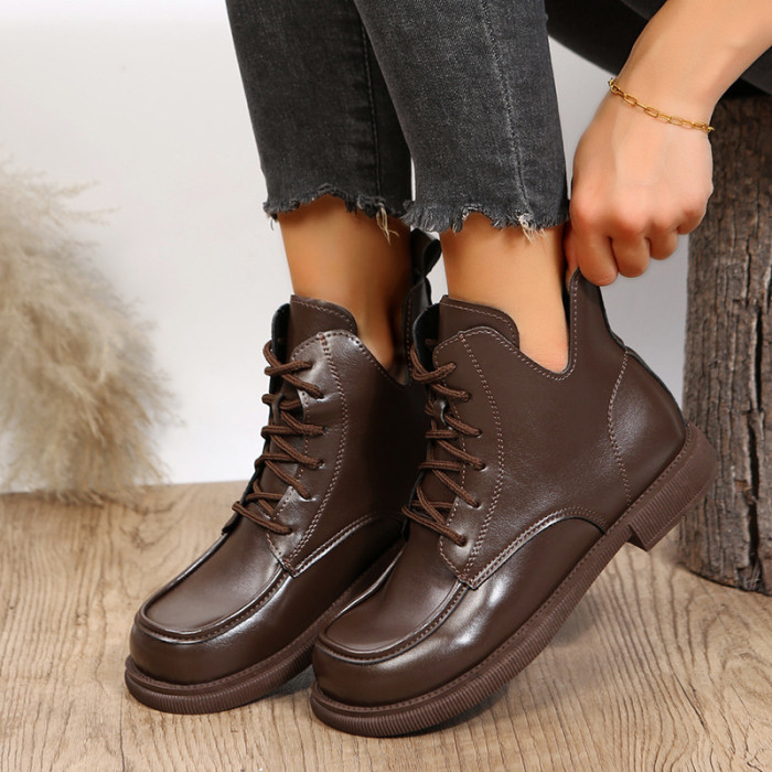 Thick Bottom Short Barrel British Large Ankle Boots