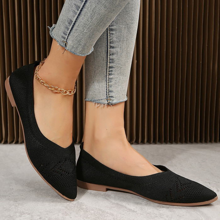 Knitted Lady Soft Bottom Comfortable And Versatile Flat&loafers
