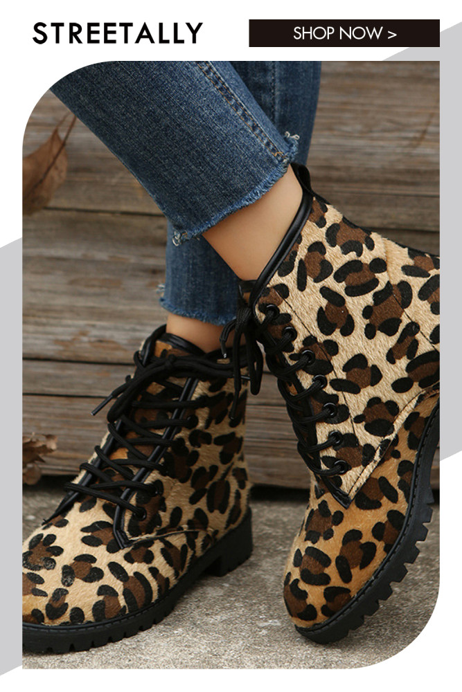 Large Leopard Martin Fashion Suede Thin Boots