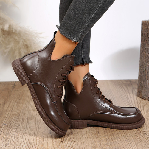 Thick Bottom Short Barrel British Large Ankle Boots