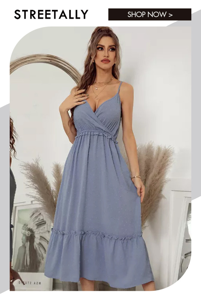 Light Blue Vacation Casual Dress with Flower Pattern Dress