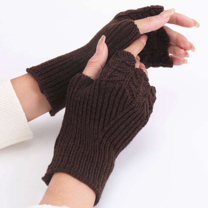 Fashion Wool Versatile Knit Warm Half Open Finger Gloves