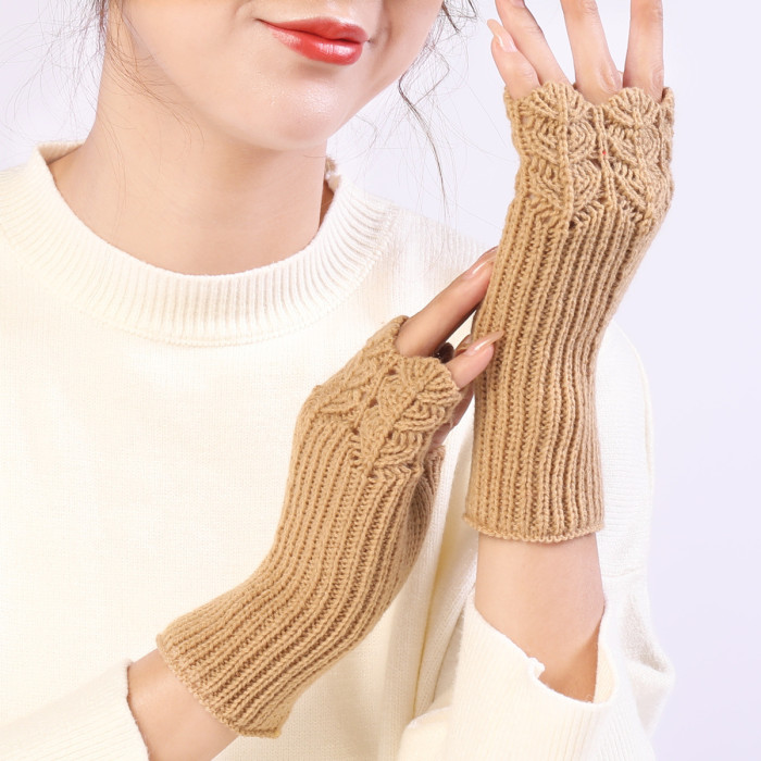 Fashion Wool Versatile Knit Warm Half Open Finger Gloves