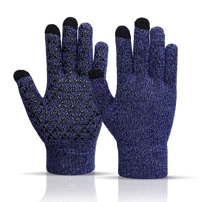 Winter Knitted Warm Couple Wool Fleece Dot Non-slip Gloves