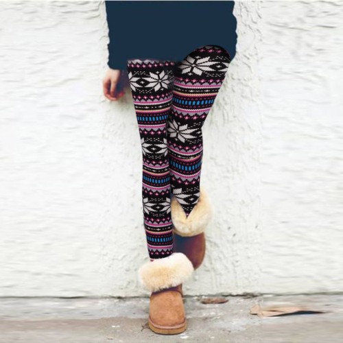 Women Christmas Leggings Tribal Snowflake Pattern Legging
