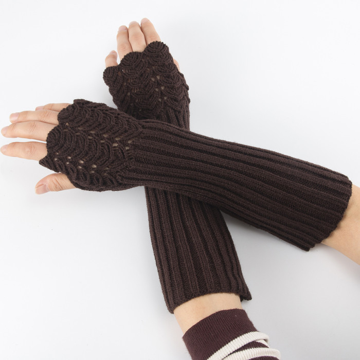 Fashion Knit Fingerless Wool Thermal Gloves For Men And Women