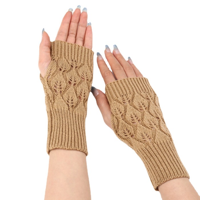 Fashion Knitted Half Finger Wool Warm Couple Short Sleeve Fingerless Gloves