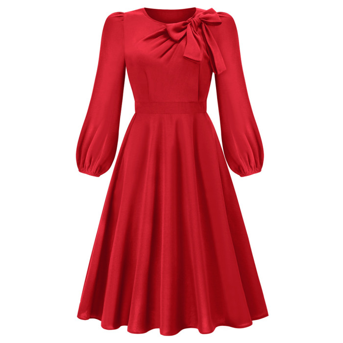 Dresses For Women Long Sleeve Bow Tie Long Dress