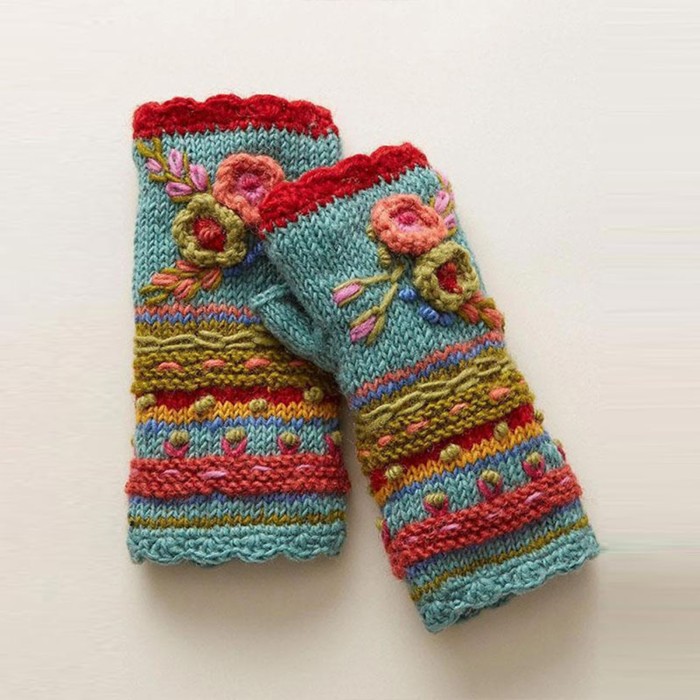 Warm Women's Casual Knit Fingerless Cashmere Mittens Gloves