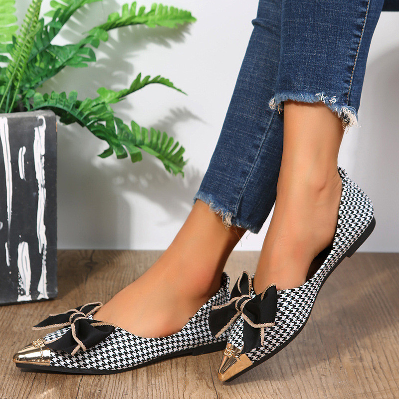 Women's Flat & Loafers with Shallow Mouth Pointy Bow