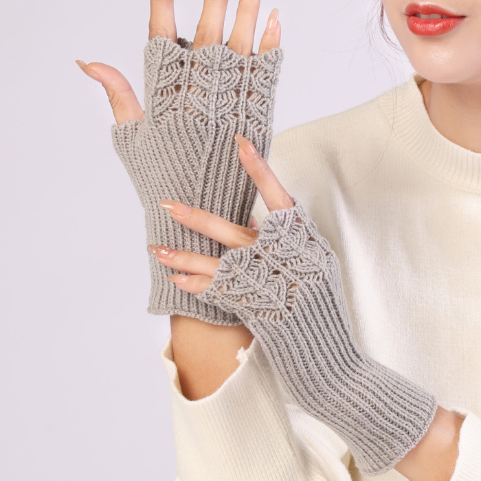 Fashion Wool Versatile Knit Warm Half Open Finger Gloves