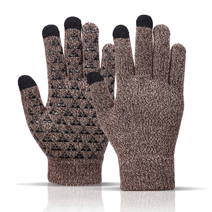 Winter Knitted Warm Couple Wool Fleece Dot Non-slip Gloves