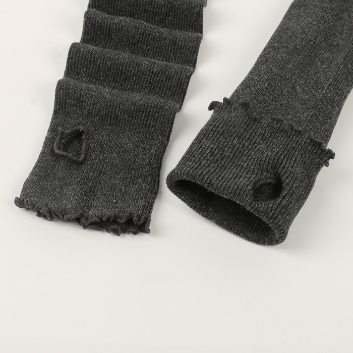 Fashion Ruffle Sleeve Warm Solid Color Long Sleeve Fingerless Gloves