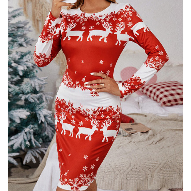 Christmas Dress for Women Sexy Slim Autumn Mini Dress