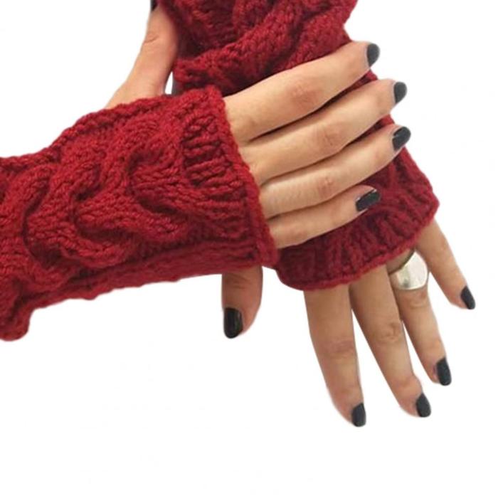 Women's Fingerless Warm Soft Woven Open Finger Outdoor Knit Gloves