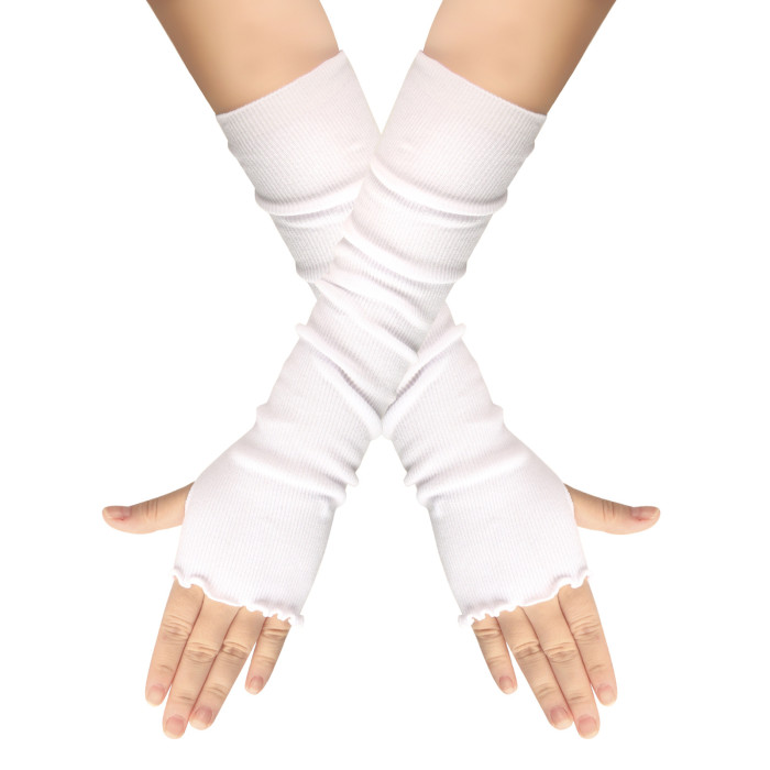 Fashion Ruffle Sleeve Warm Solid Color Long Sleeve Fingerless Gloves