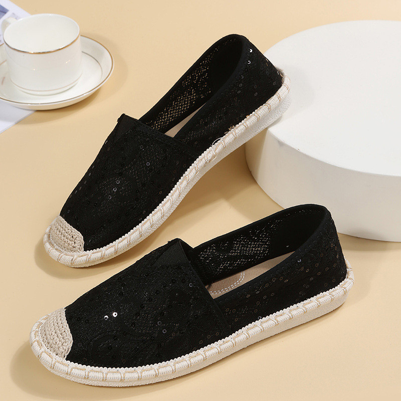 Mesh Surface Breathable Soft Bottom Comfortable Lace Shallow Mouth Flat & Loafers