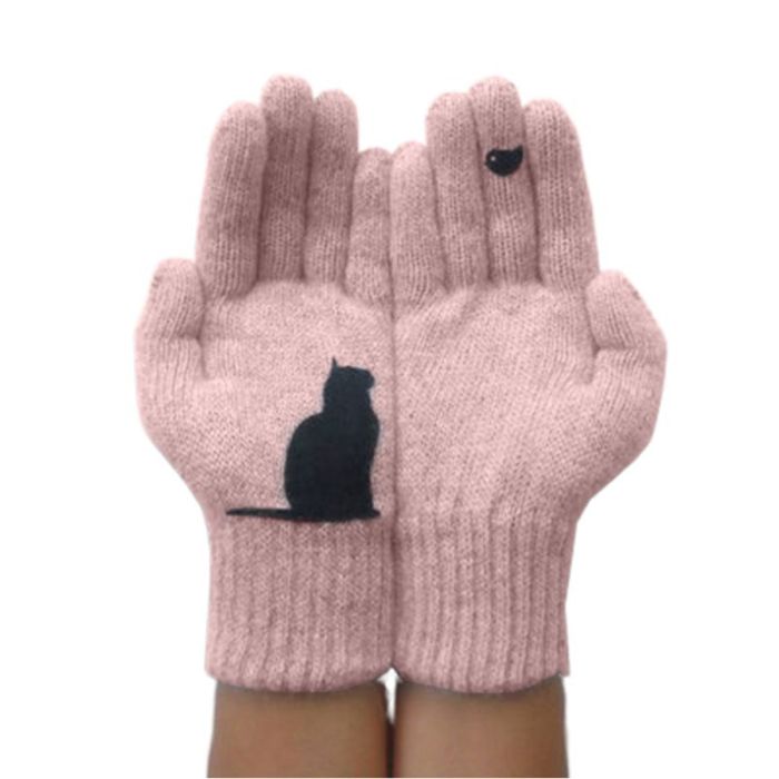 Solid Color Knit Outdoor Cycling Full Finger Gloves