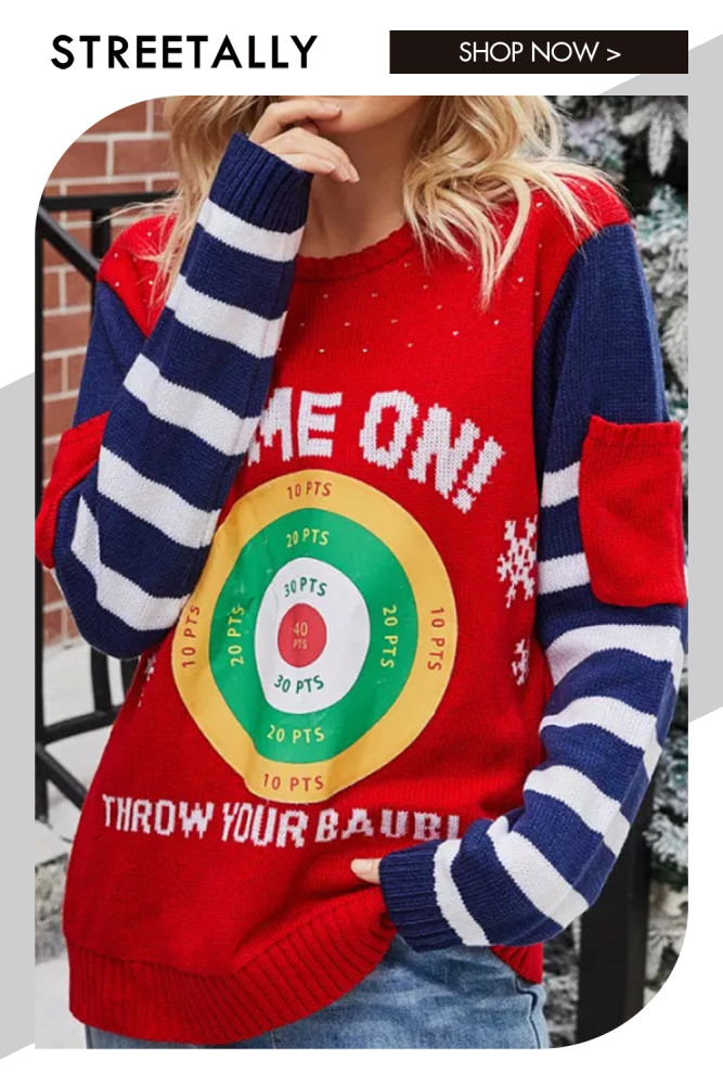 Women's Archery Target Disc Game Embroidery Christmas Sweater