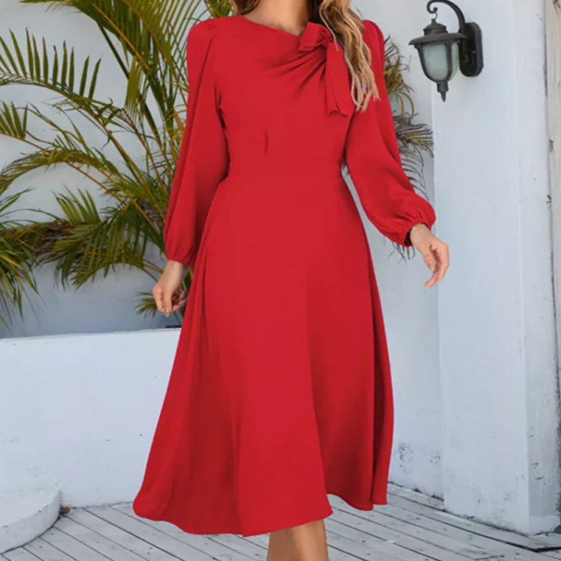 Dresses For Women Long Sleeve Bow Tie Long Dress