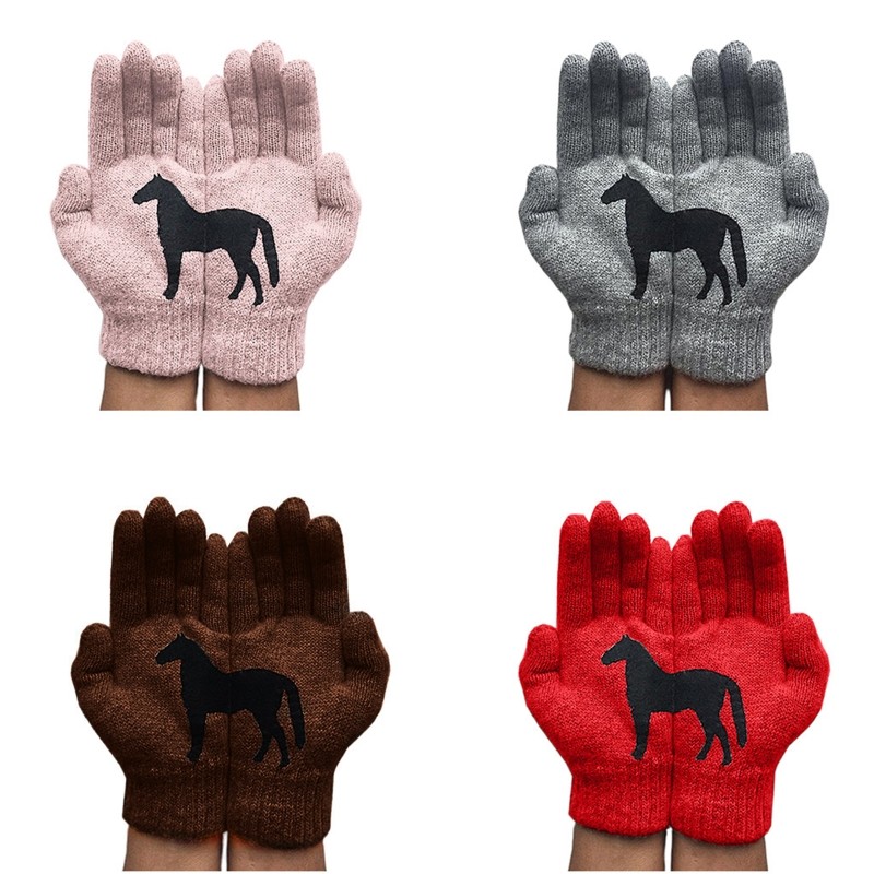 Fashion Thickened Warm Knit Irregular Stitching Elastic Outdoor Ski Gloves