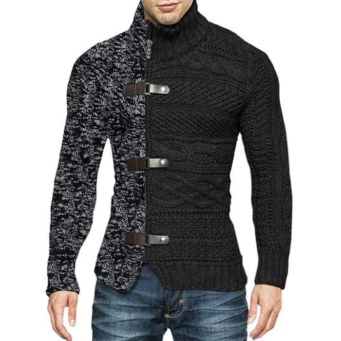 Men's Stretch Fashion Loose Casual Solid Color Slim Turtleneck Sweater